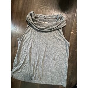 Lou & Grey Cowl Neck Tank Top Sleeveless Heathered Casual Comfy L